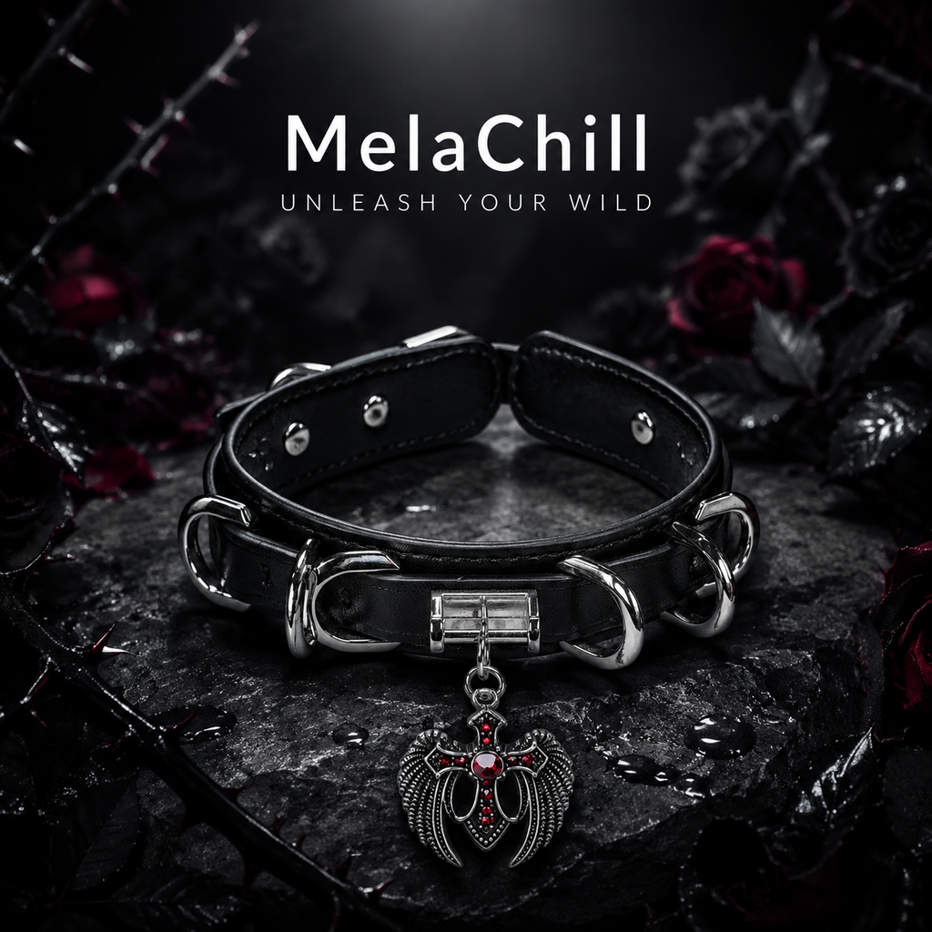 Dark Gothic Winged Cross Choker