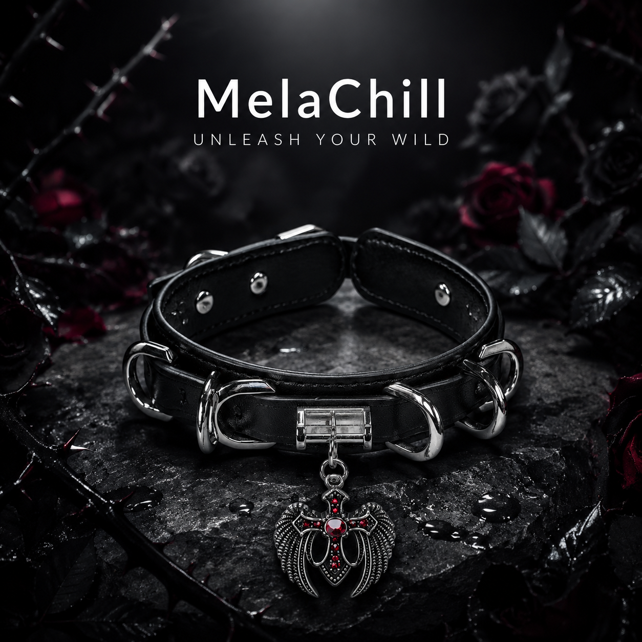 Dark Gothic Winged Cross Choker