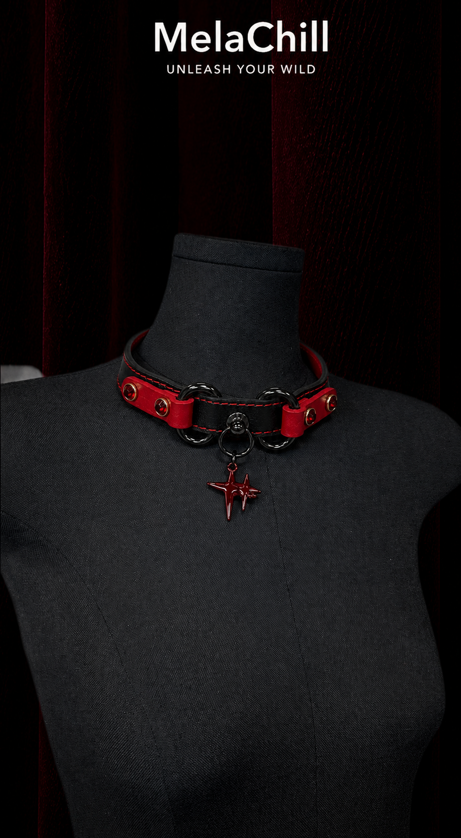 Dark Contrast Leather Star Choker