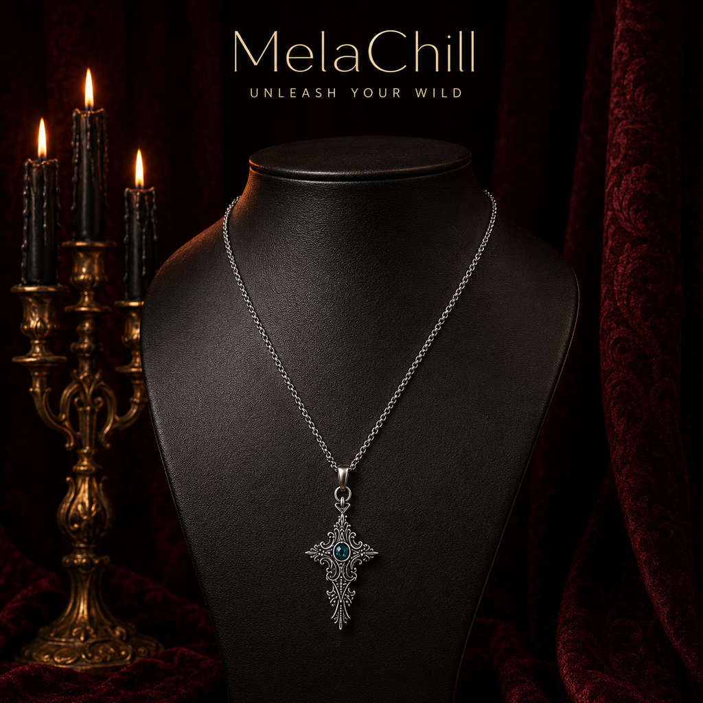 Dark Baroque Embossed Sapphire Choker Necklace