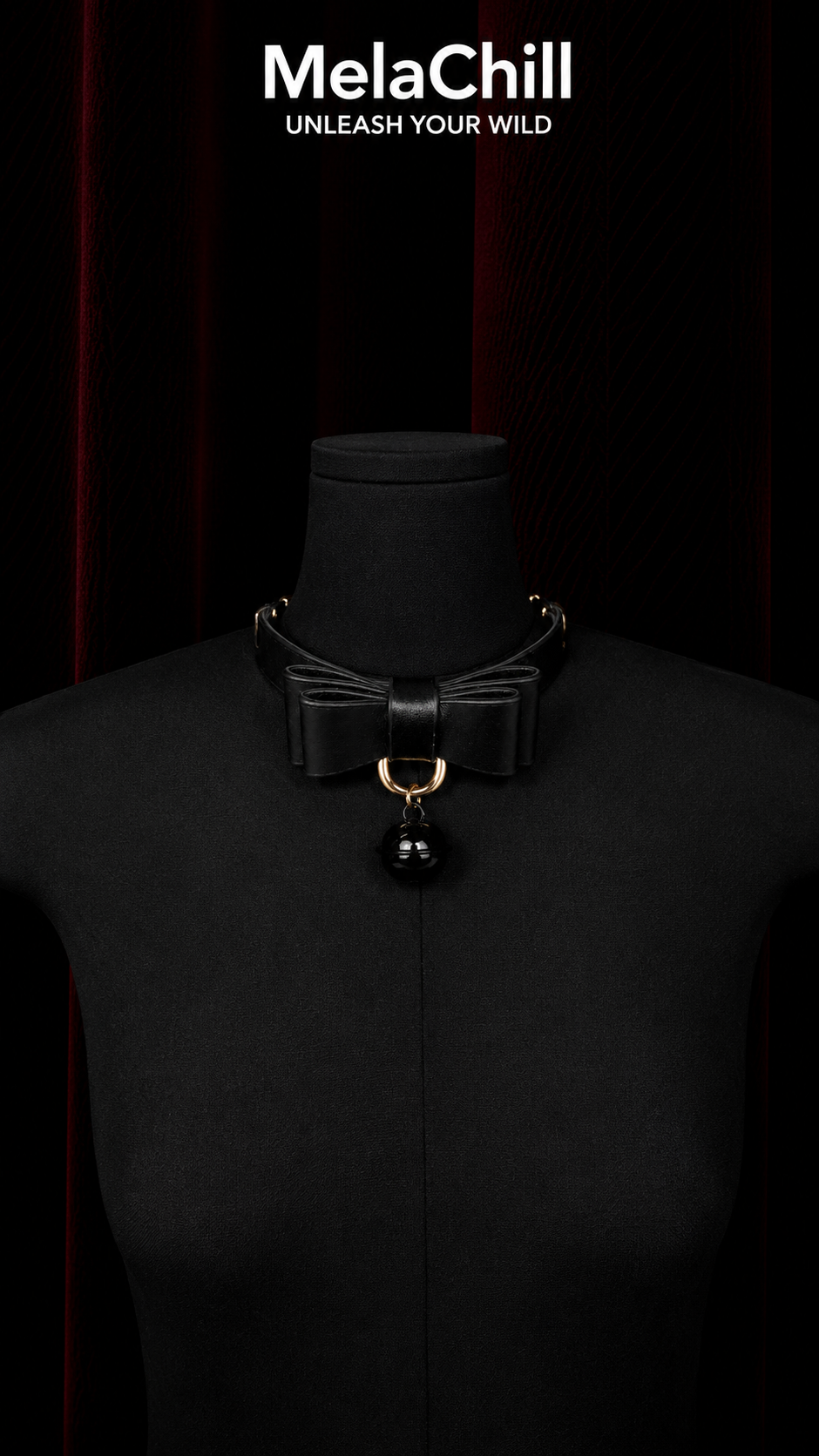 Leather Bow Bell Adjustable Choker
