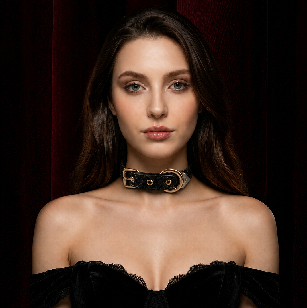 Gold O-Ring Buckle Choker | Adjustable Statement Collar