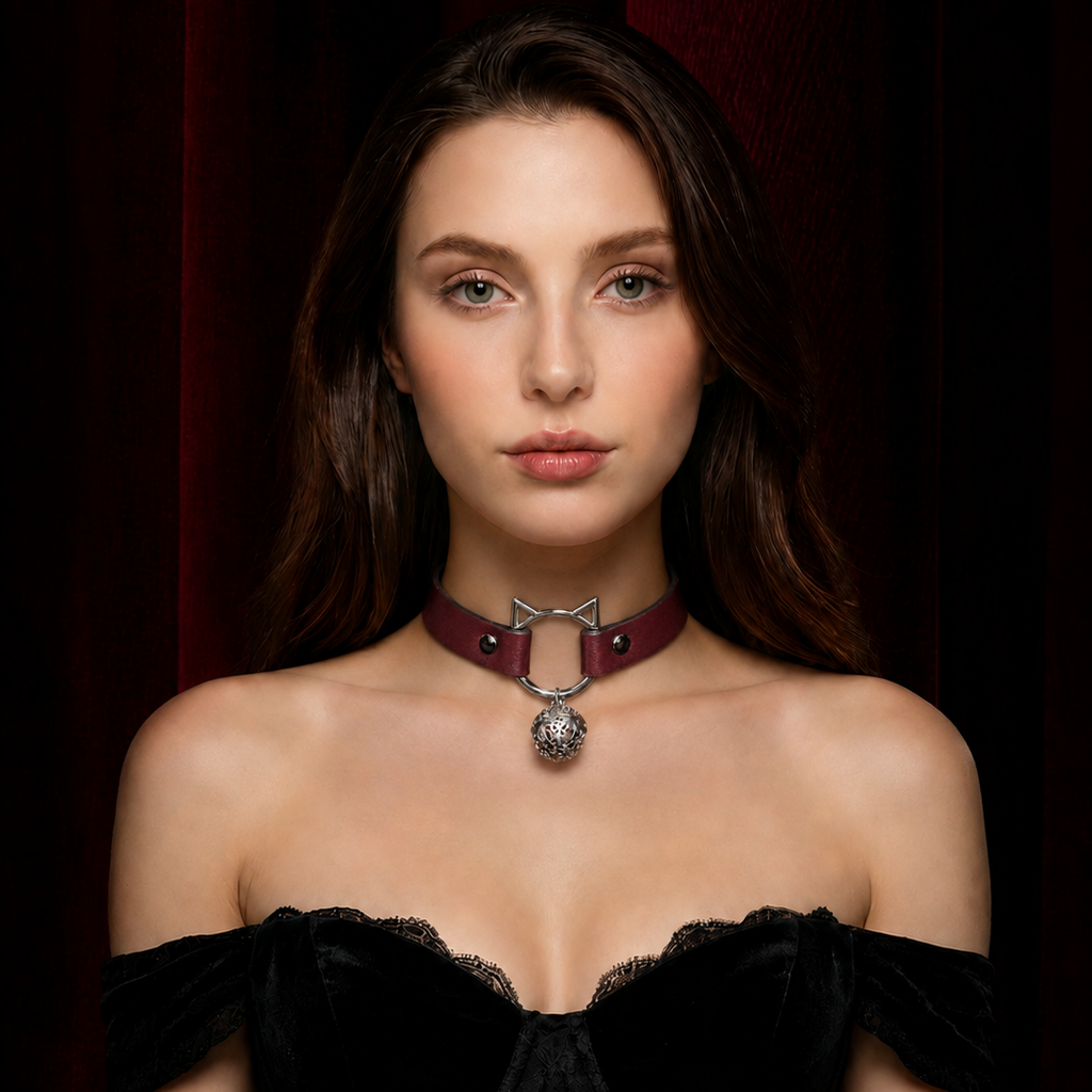 Burgundy Bow Bell Choker | Velvet Gothic Collar
