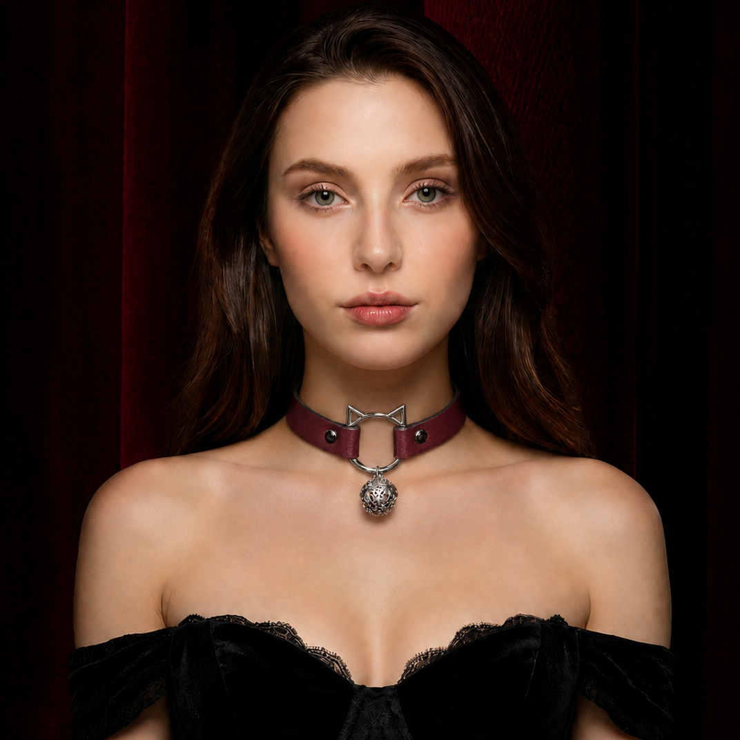 Burgundy Bow Bell Choker | Velvet Gothic Collar