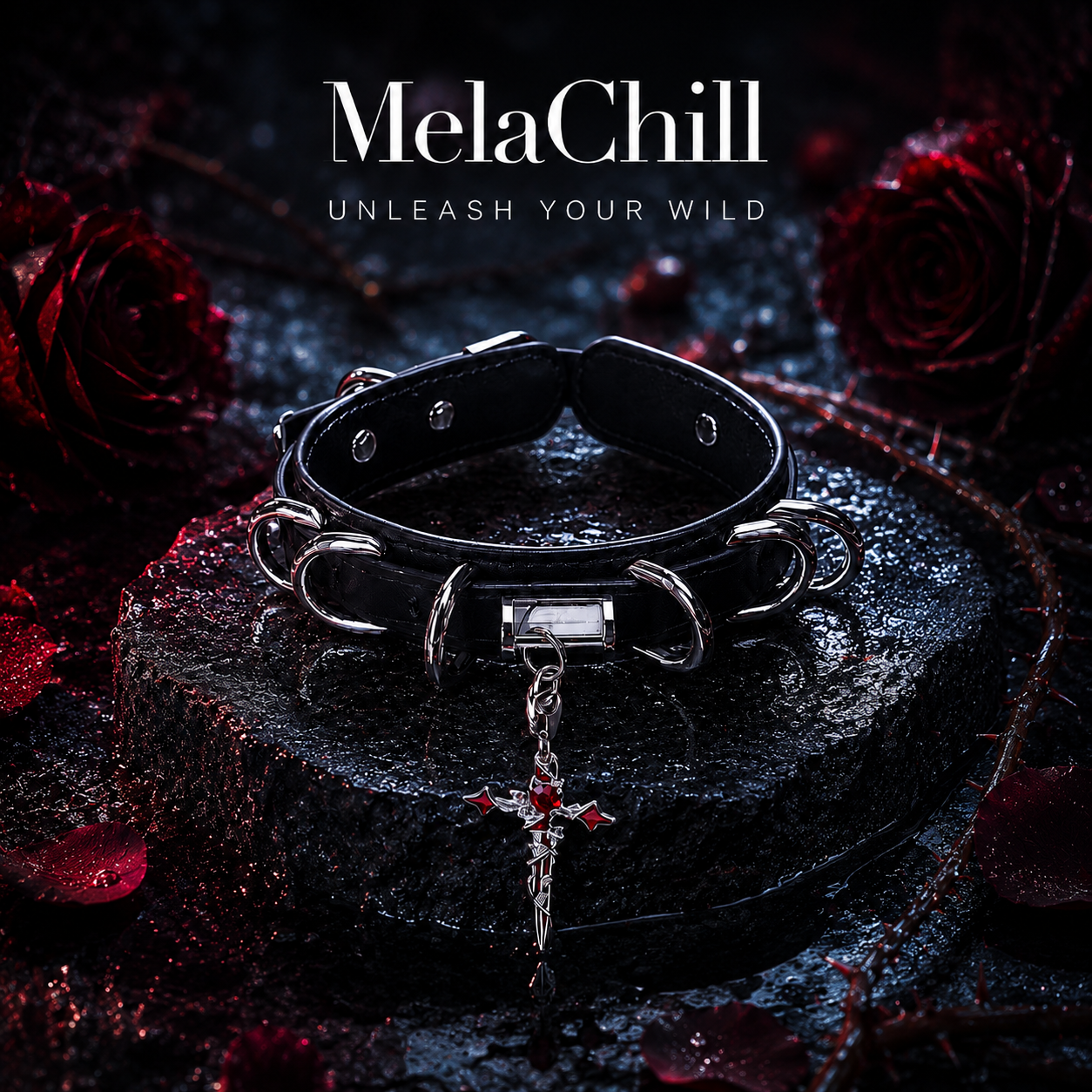 Dark Gothic Winged Cross Choker