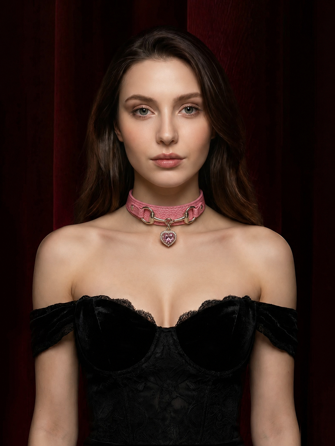 Peach Heart Crystal Choker