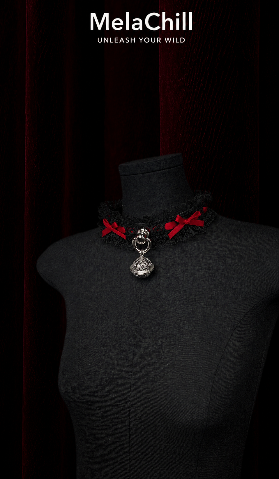 Leather Lace Bell Adjustable Choker