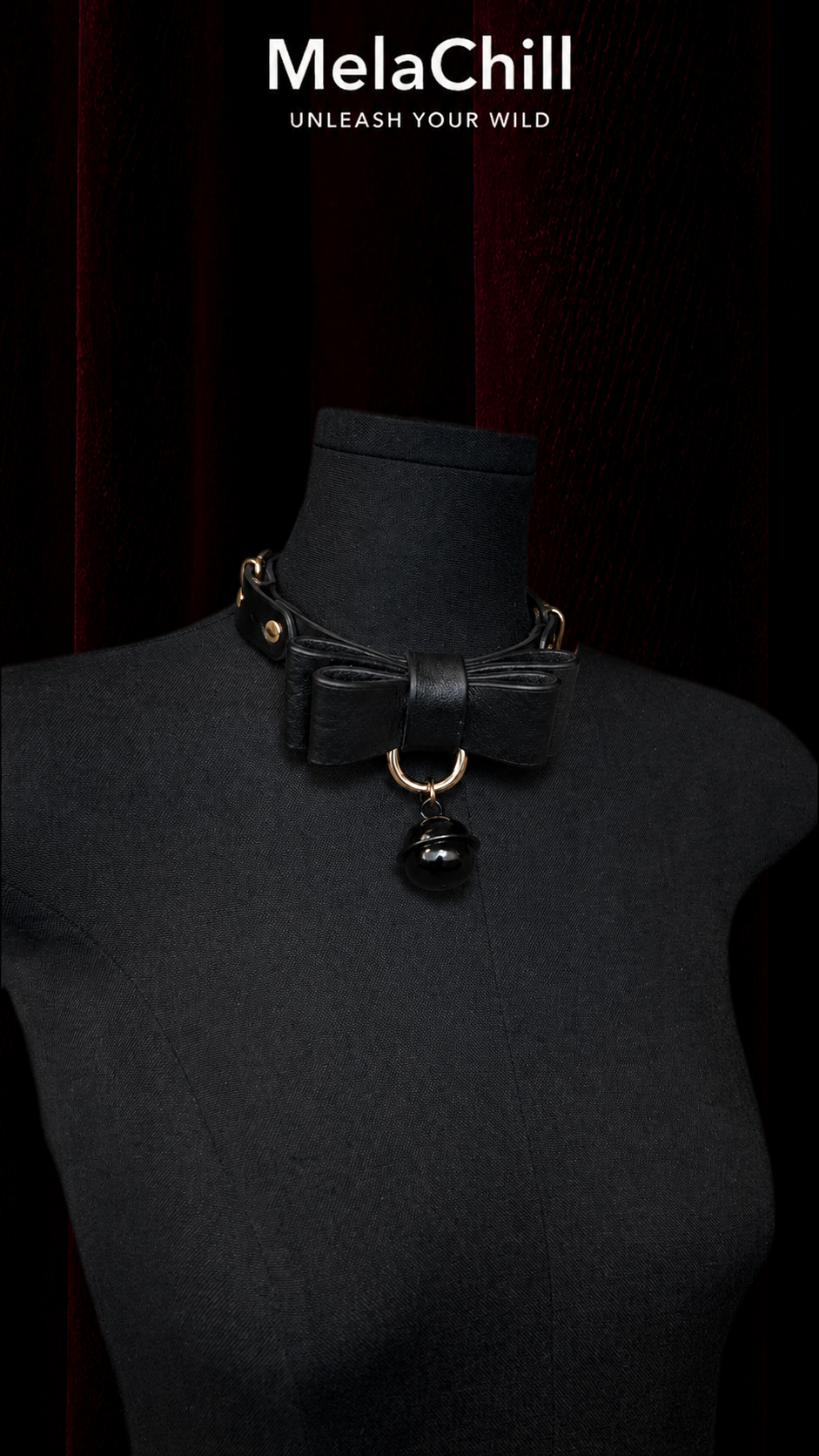 Leather Bow Bell Adjustable Choker