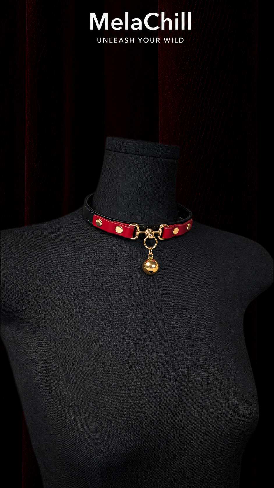 Leather Bell Color-Block Adjustable Choker