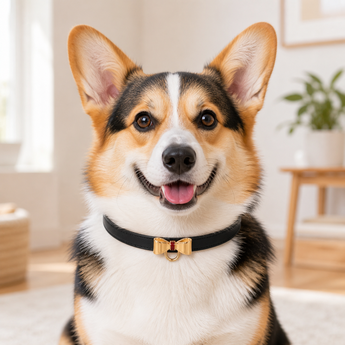 Black-Tie Dog Collar with Gold Bow Detail