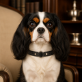 Obsidian Minimalist Dog Collar with Silver Center Ring