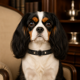 Obsidian Minimalist Dog Collar with Silver Center Ring
