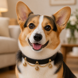 Black and Gold Dog Collar with Triple Filigree Orbs and Draped Chains
