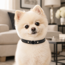 Obsidian Minimalist Dog Collar with Silver Center Ring