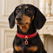 Crimson Jewel Dog Collar with Oval Crystal Pendant