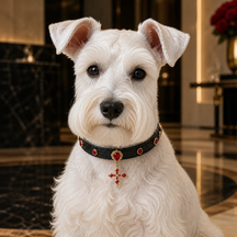 Crimson Crest Dog Collar with Red Crystals and Heritage Cross