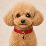 Crimson Jewel Dog Collar with Oval Crystal Pendant
