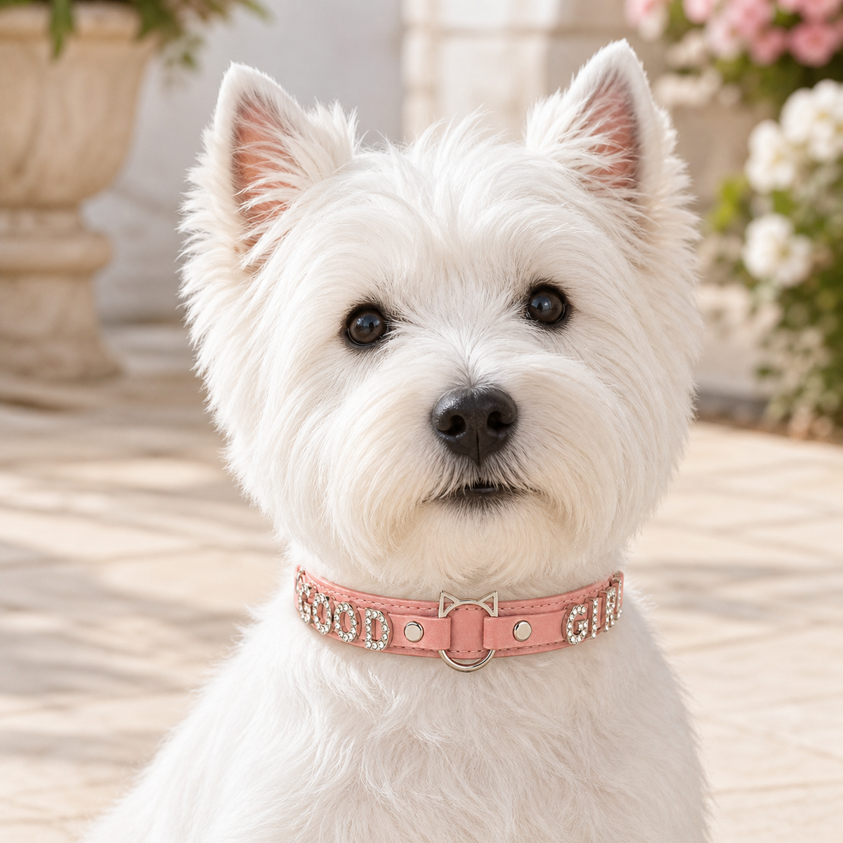 Sparkling “GOOD GIRL” Pink Dog Collar with Rhinestone Letters