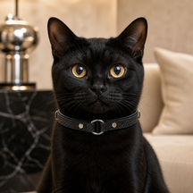 Shadow Scale Cat Collar with Minimal Silver Ring