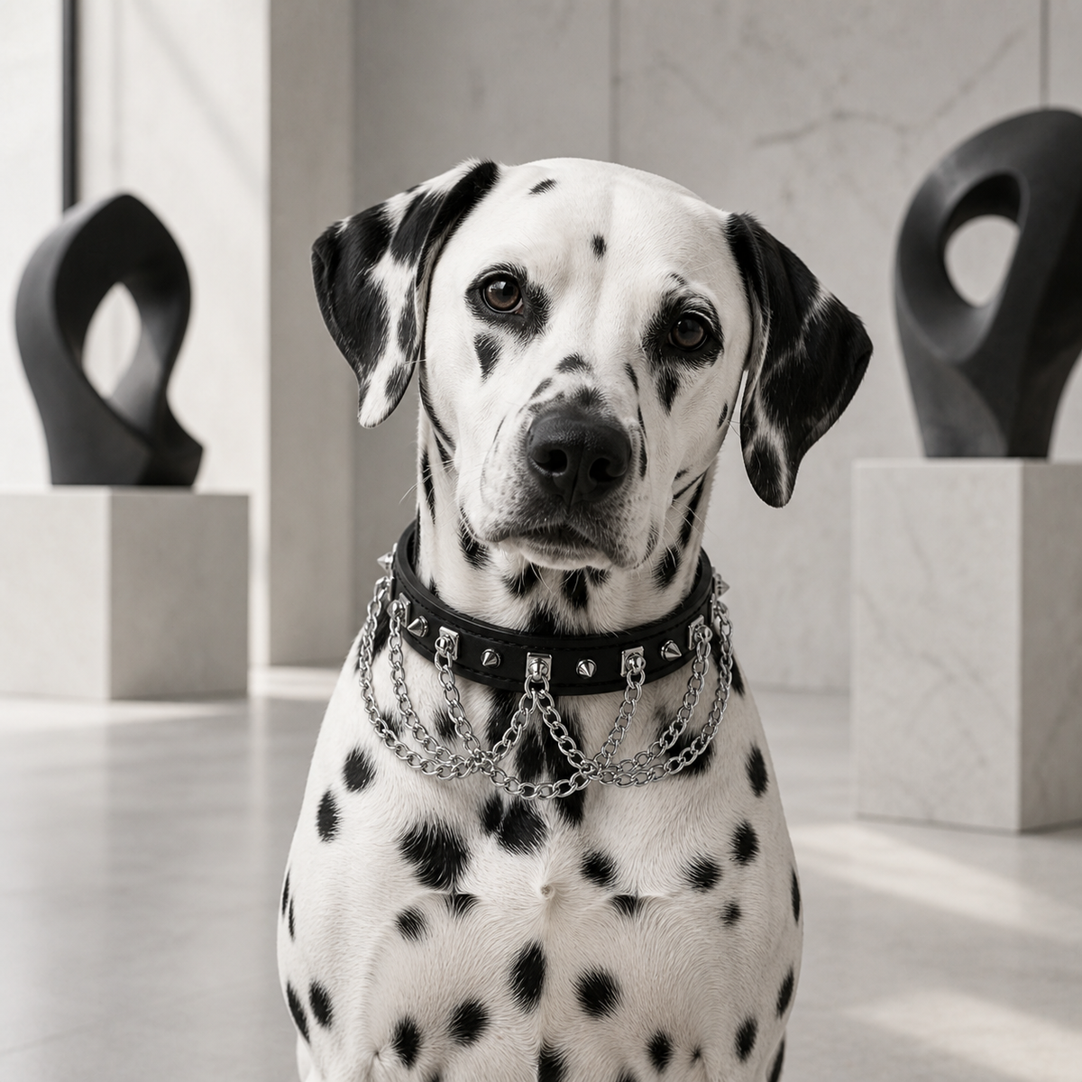 Steelstorm Dog Collar with Spikes and Layered Chains