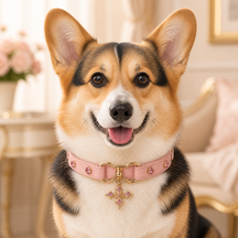 Blush Radiance Dog Collar with Pink Crystals and Gold Cross Charm