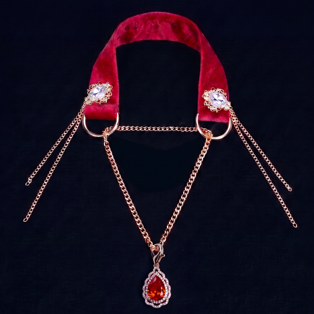 Red Velvet Teardrop Pendant Choker