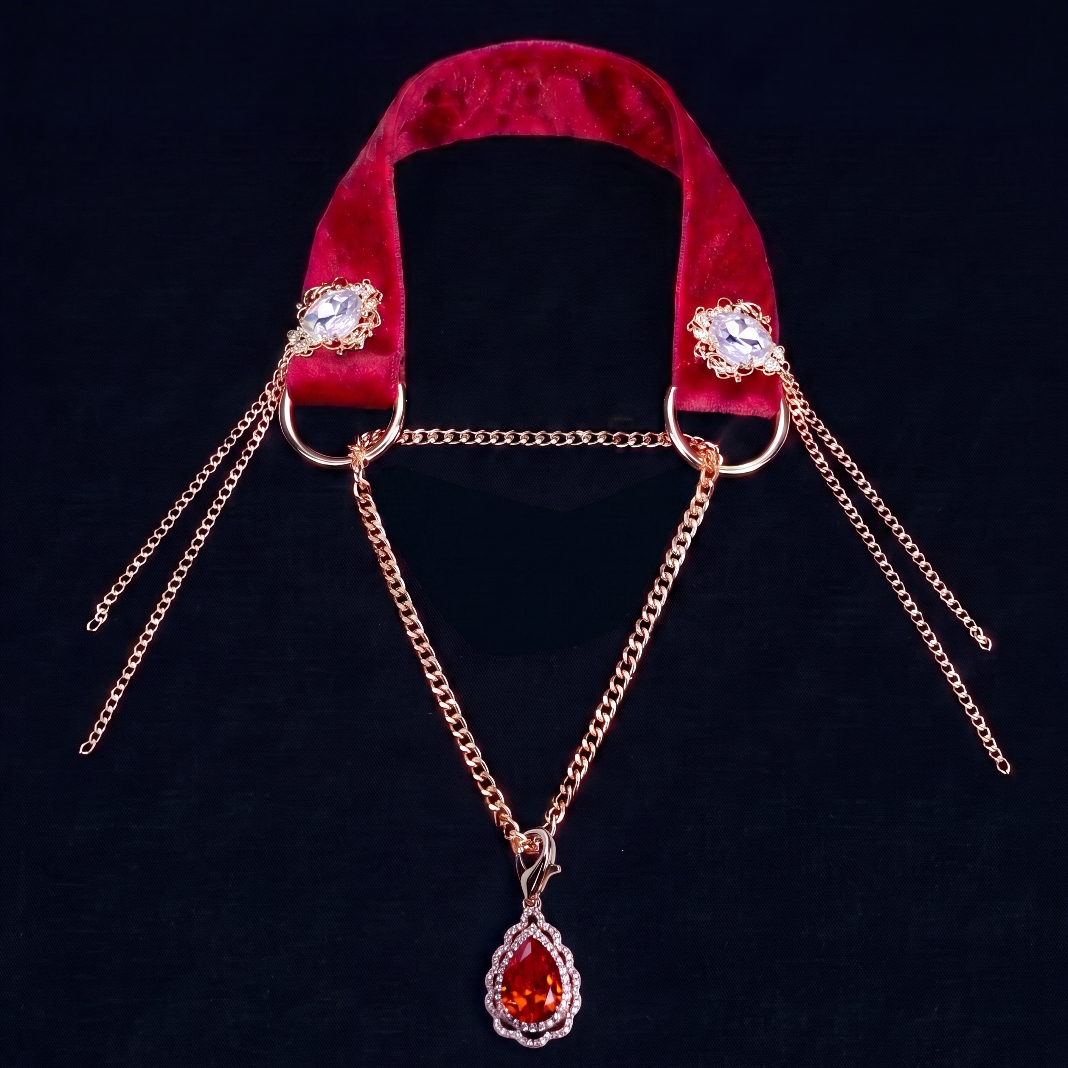 Red Velvet Teardrop Pendant Choker