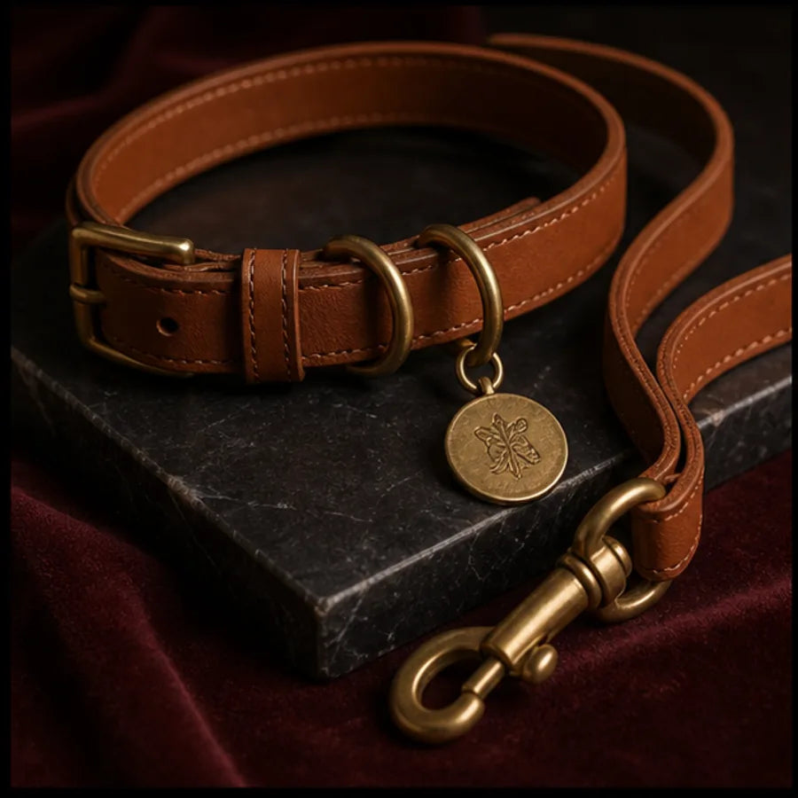 Coordinated pet collar and walking set